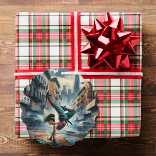 Breakdancer Women in action New York silhouette Ornament Card