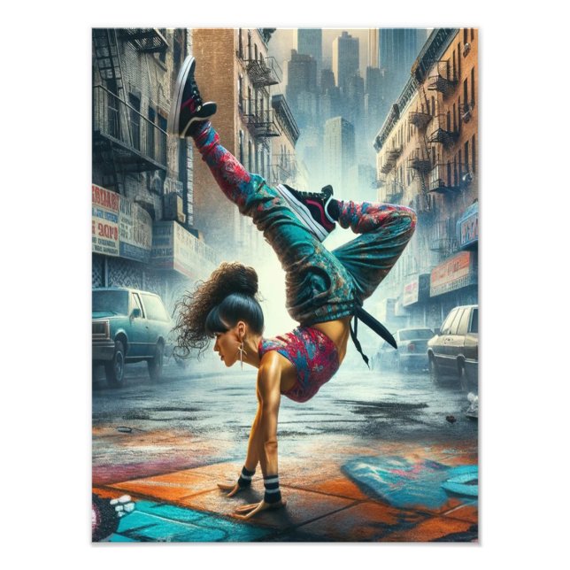 Breakdancer Women in action New York silhouette Photo Print (Front)