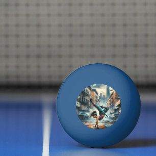 Breakdancer Women in action New York silhouette Ping Pong Ball