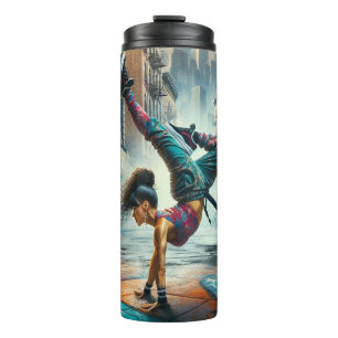 Breakdancer Women in action New York silhouette Thermal Tumbler