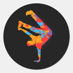 Breakdancing Colourful Street Dancing Men Boys Bre Classic Round Sticker