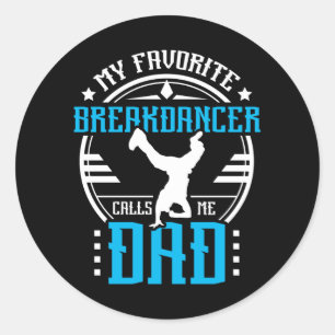Breakdancing Dad Classic Round Sticker