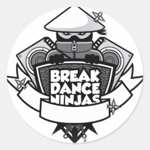 Breakdancing Ninja Crest Japanese Style Classic Round Sticker
