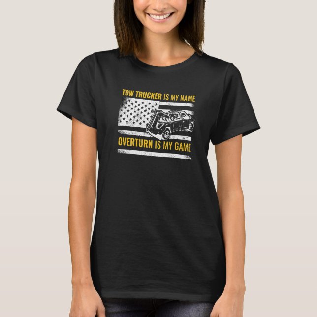breakdown truck 4th July American Flag tow truck o T-Shirt (Front)