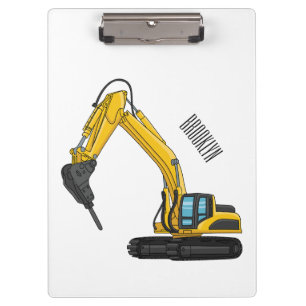 Breaker excavator cartoon illustration clipboard