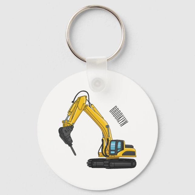 Breaker excavator cartoon illustration  keychain (Front)