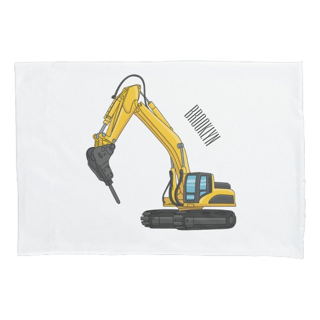 Breaker excavator cartoon illustration  pillowcase (Front)