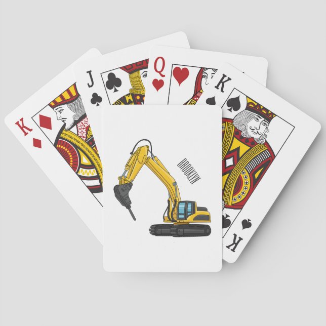 Breaker excavator cartoon illustration playing cards (Back)