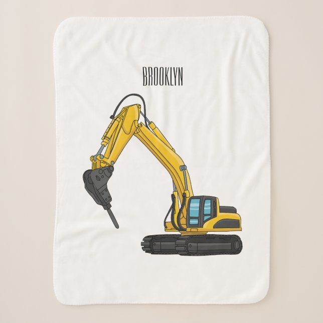 Breaker excavator cartoon illustration sherpa blanket (Front)