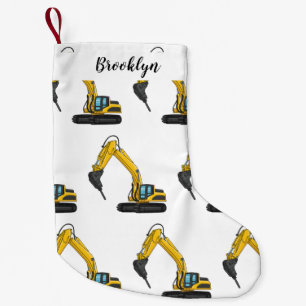 Breaker excavator cartoon illustration small christmas stocking