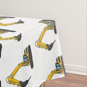 Breaker excavator cartoon illustration  tablecloth
