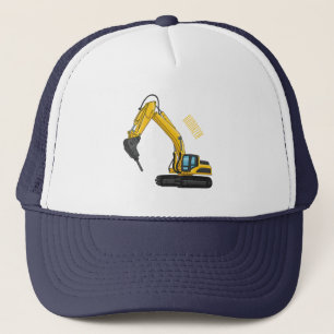 Breaker excavator cartoon illustration trucker hat