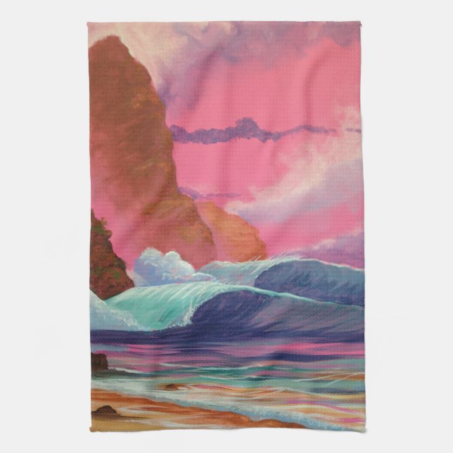 Breakers at Sunset Kitchen Towel (Vertical)