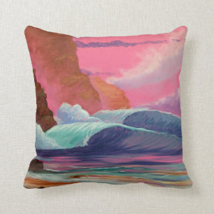 Breakers at Sunset Throw Pillow