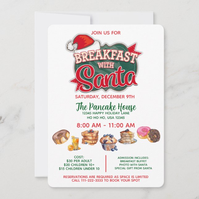 Breakfast and Photos with Santa Invitation (Front)