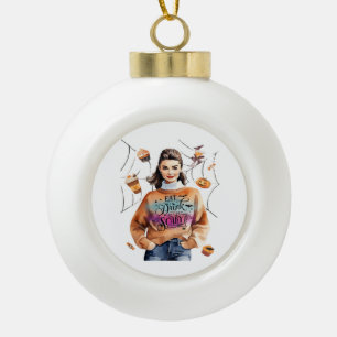 Breakfast At Halloween’s Eat Drink And Be Scary Ceramic Ball Christmas Ornament