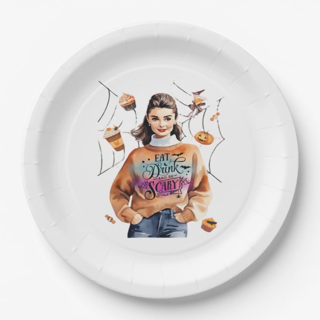 Breakfast At Halloween’s Eat Drink And Be Scary Paper Plate (Front)