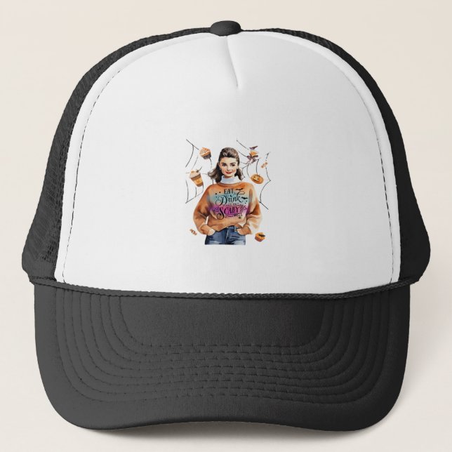 Breakfast At Halloween’s Eat Drink And Be Scary Trucker Hat (Front)