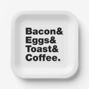 Breakfast (Bacon & Eggs & Toast & Coffee.) Paper Plate
