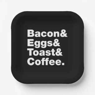 Breakfast (Bacon & Eggs & Toast & Coffee.) Paper Plate