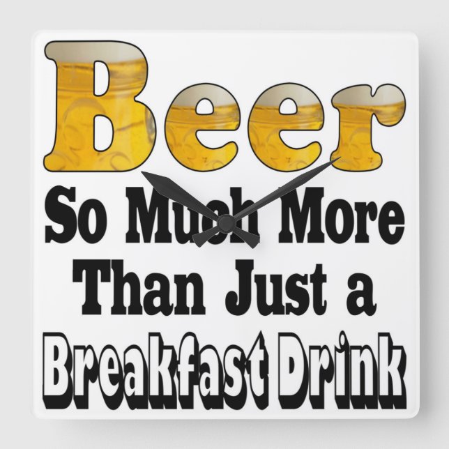 Breakfast Beer Square Wall Clock (Front)