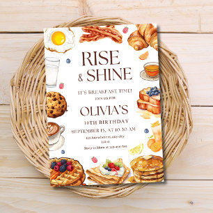 Breakfast Birthday Invitation Brunch Party Kids