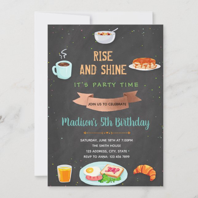 Breakfast birthday party invitation (Front)