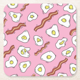 Breakfast Bonanza: Cartoon Delights Square Paper Coaster