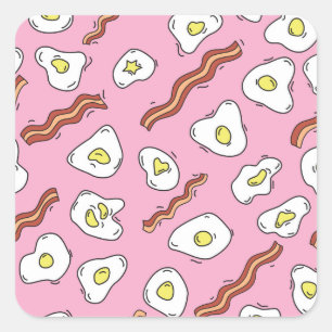 Breakfast Bonanza: Cartoon Delights Square Sticker
