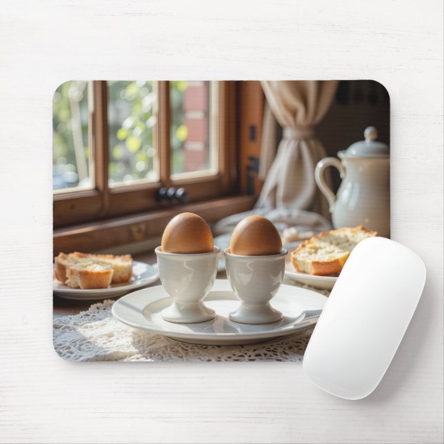 Breakfast Brown Eggs In Egg Cups Mouse Pad (With Mouse)