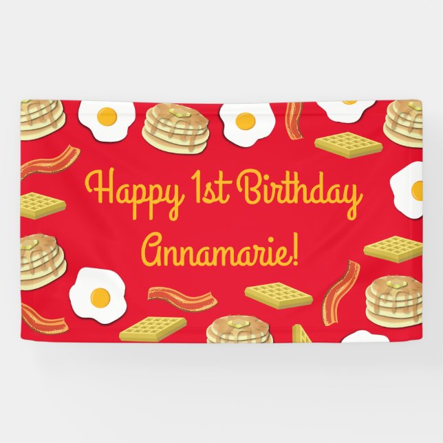Breakfast Brunch Birthday Party Kids Banner (Horizontal)