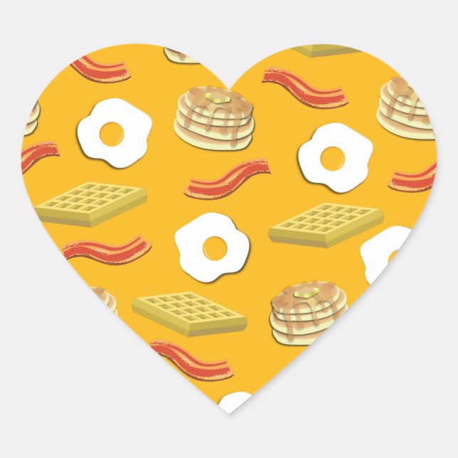 Breakfast Brunch Birthday Party Kids Heart Sticker (Front)