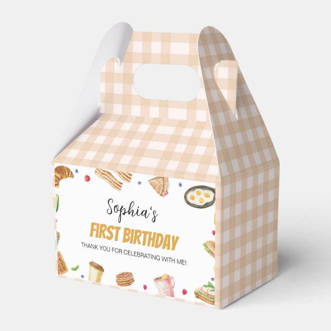 Breakfast Brunch First Birthday Favour Box (Front Side)