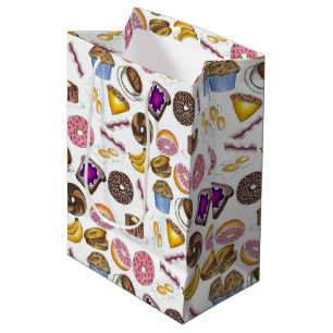 Breakfast Brunch Food Bagel Doughnut Toast Eggs Ba Medium Gift Bag