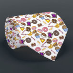 Breakfast Brunch Food Bagel Doughnut Toast Eggs Ba Tie<br><div class="desc">Print features an original marker illustration of colourful breakfast and brunch foods including toast with grape jam, coffee, doughnuts, pancakes, bacon, eggs, omelettes, muffins, bagels, and pink grapefruit. Ideal for your favourite foodie. Don't see what you're looking for? Need help with customization? Contact Rebecca to have something designed just for...</div>