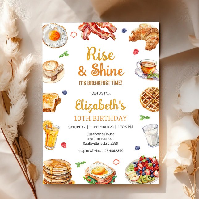 Breakfast Brunch Rise & Shine Birthday Invitation (Creator Uploaded)