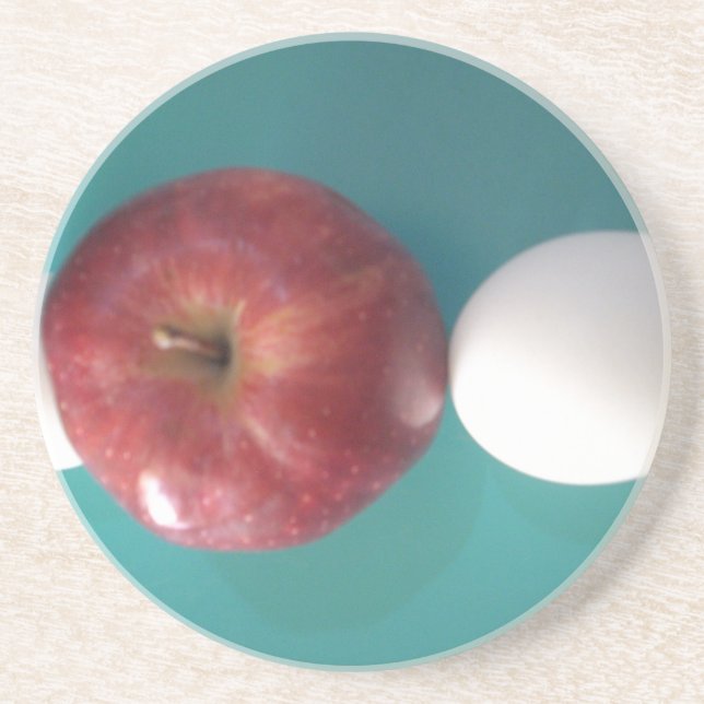 Breakfast Buddies: Two Eggs $an Apple Still Life Coaster (Front)