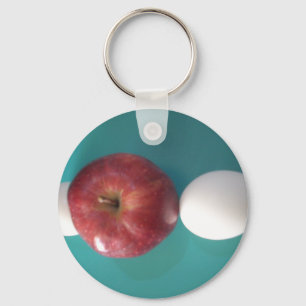 Breakfast Buddies: Two Eggs $an Apple Still Life Keychain