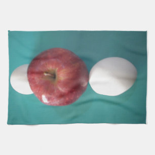 Breakfast Buddies: Two Eggs $an Apple Still Life Kitchen Towel