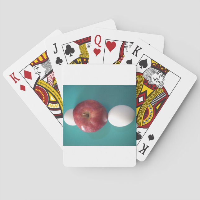 Breakfast Buddies: Two Eggs $an Apple Still Life Playing Cards (Back)