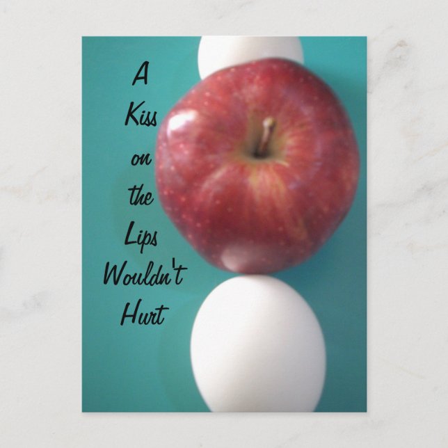 Breakfast Buddies: Two Eggs $an Apple Still Life Postcard (Front)