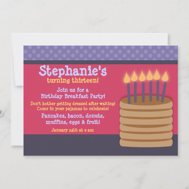 Breakfast Buffet Birthday Party Invitations (Front)