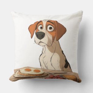 Breakfast Dog Throw Pillow