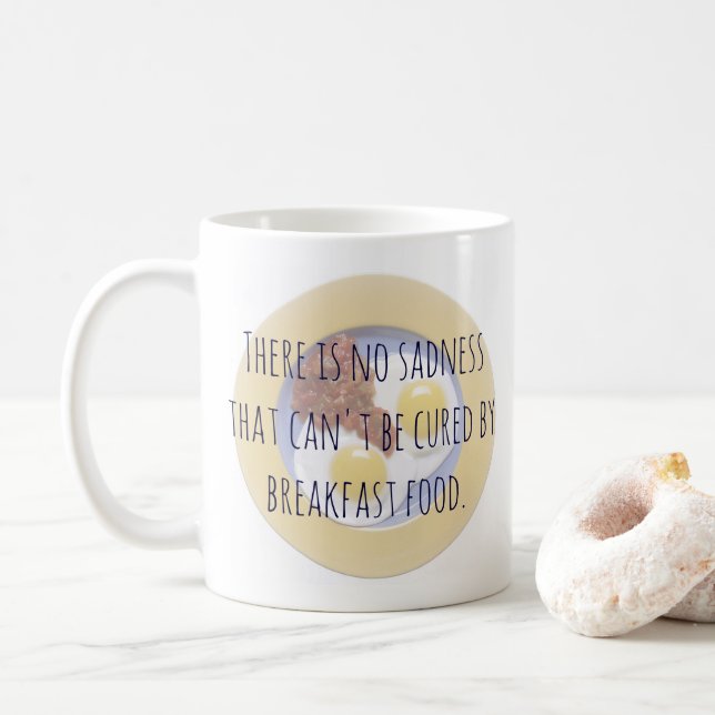 Breakfast Food Eggs on Plate Funny Motivational Coffee Mug (With Donut)
