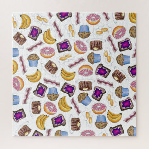 Breakfast Foods Muffin Banana Pancake Bacon Eggs Jigsaw Puzzle