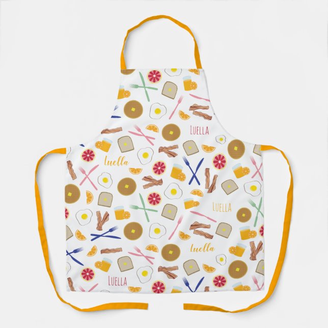 Breakfast Foods Pattern Name Bacon Eggs Apron (Front)