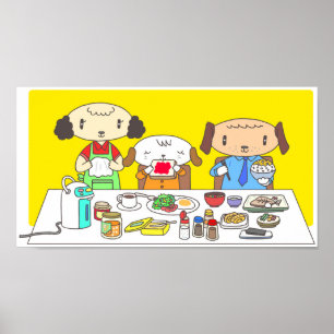 Breakfast for the dog family. poster