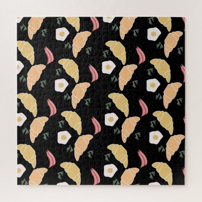 Breakfast Ham and Cilantro Eggs on a Croissant Jigsaw Puzzle (Vertical)