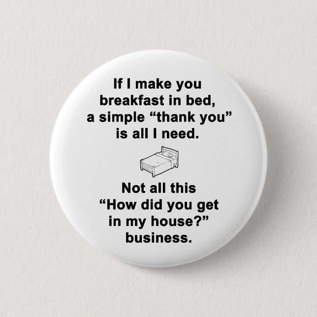 Breakfast in Bed 2 Inch Round Button (Front)