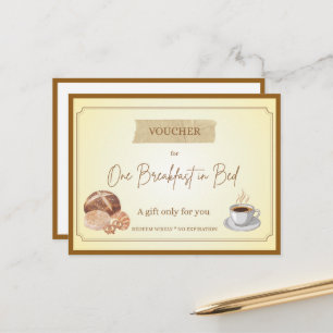 'Breakfast in Bed' Funny Gift Voucher Postcard